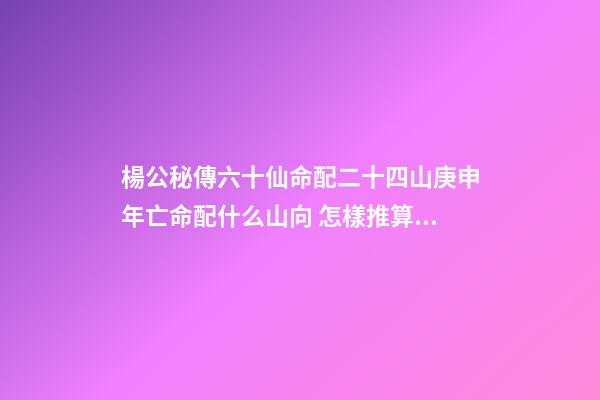 楊公秘傳六十仙命配二十四山庚申年亡命配什么山向 怎樣推算六十仙命與二十四山的吉兇-第1張-觀點-玄機派